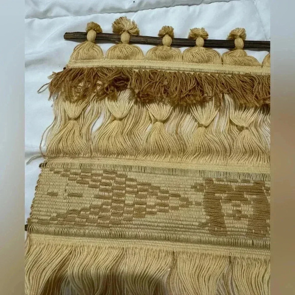 Boho Hand Woven Textile Tapestry Wallhanging Vintage Handmade - Picture 3 of 10